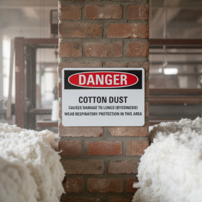 Danger Cotton dust causes damage to lungs (byssinosis)