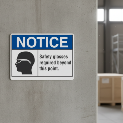 Notice Safety glasses required beyond this point