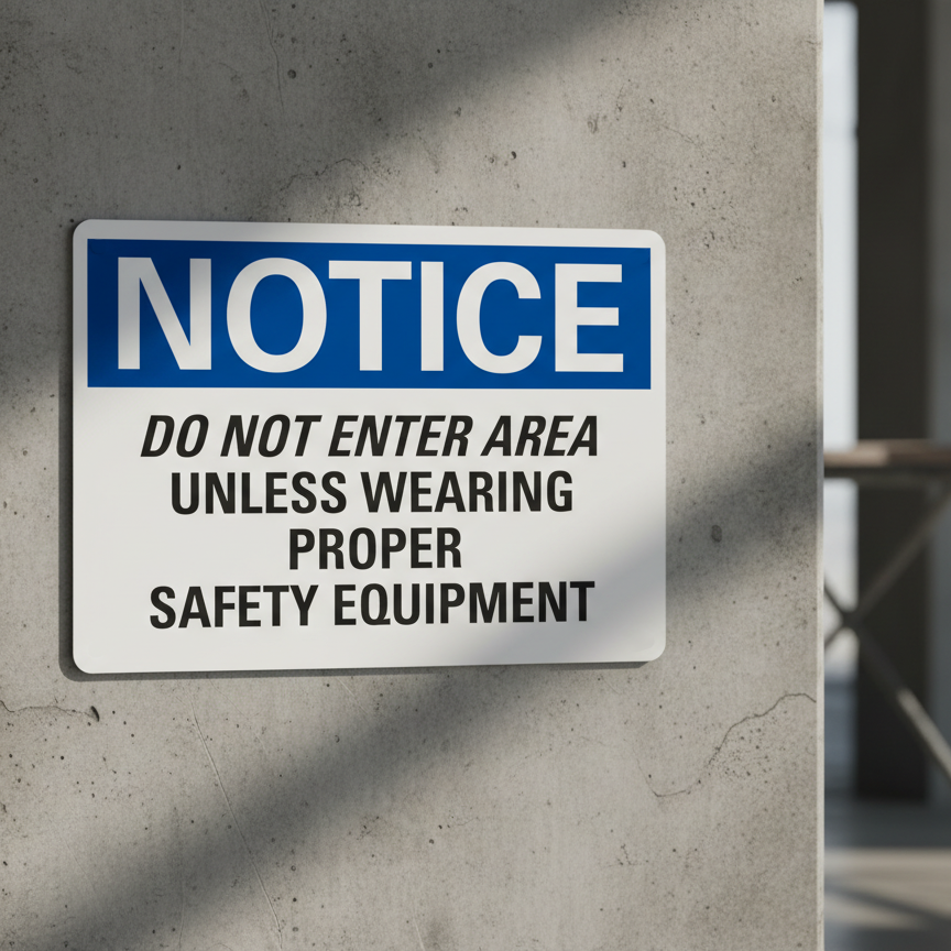 Notice Do not enter area unless wearing proper safety - Image 2