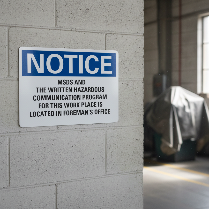 Notice MSDS and the written hazardous communication