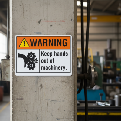 Warning Keep hands out of machinery