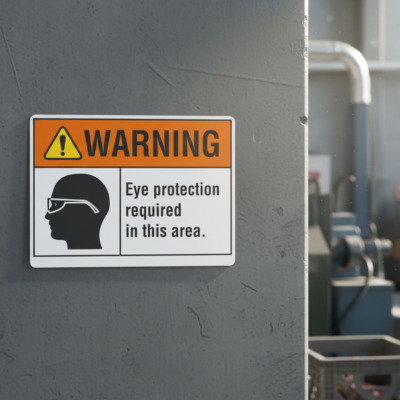 Warning Eye protection required in this area
