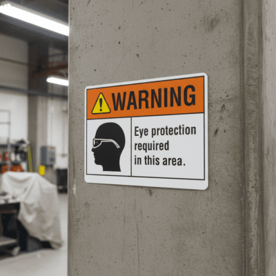 Warning Eye protection required in this area