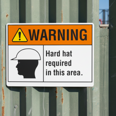 Warning Hard hat required in this area