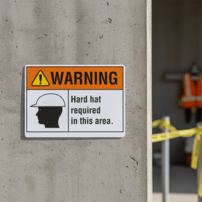 Warning Hard hat required in this area