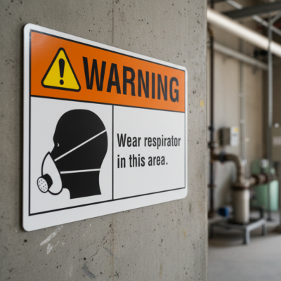 Warning Wear respirator in this area