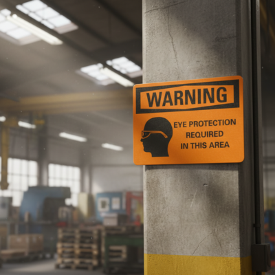 Warning Eye protection required in this area