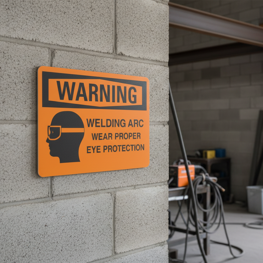 Warning Welding arc wear proper eye protection