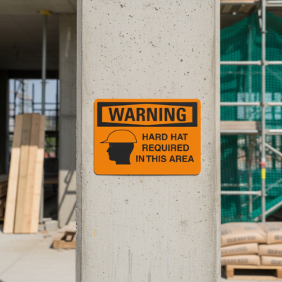 Warning Hard hat required in this area