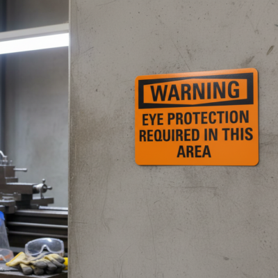 Warning Eye protection required in this area