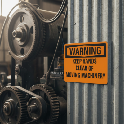 Warning Keep hands clear of moving machinery