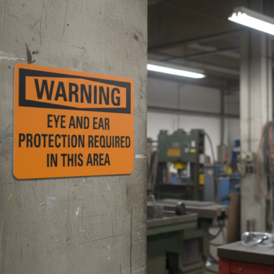 Warning Eye and ear protection required in this area