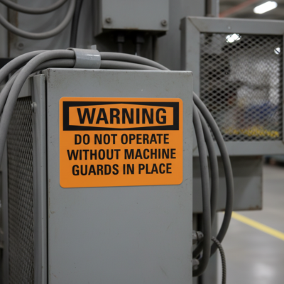 Warning Do not operate without machine guards in place