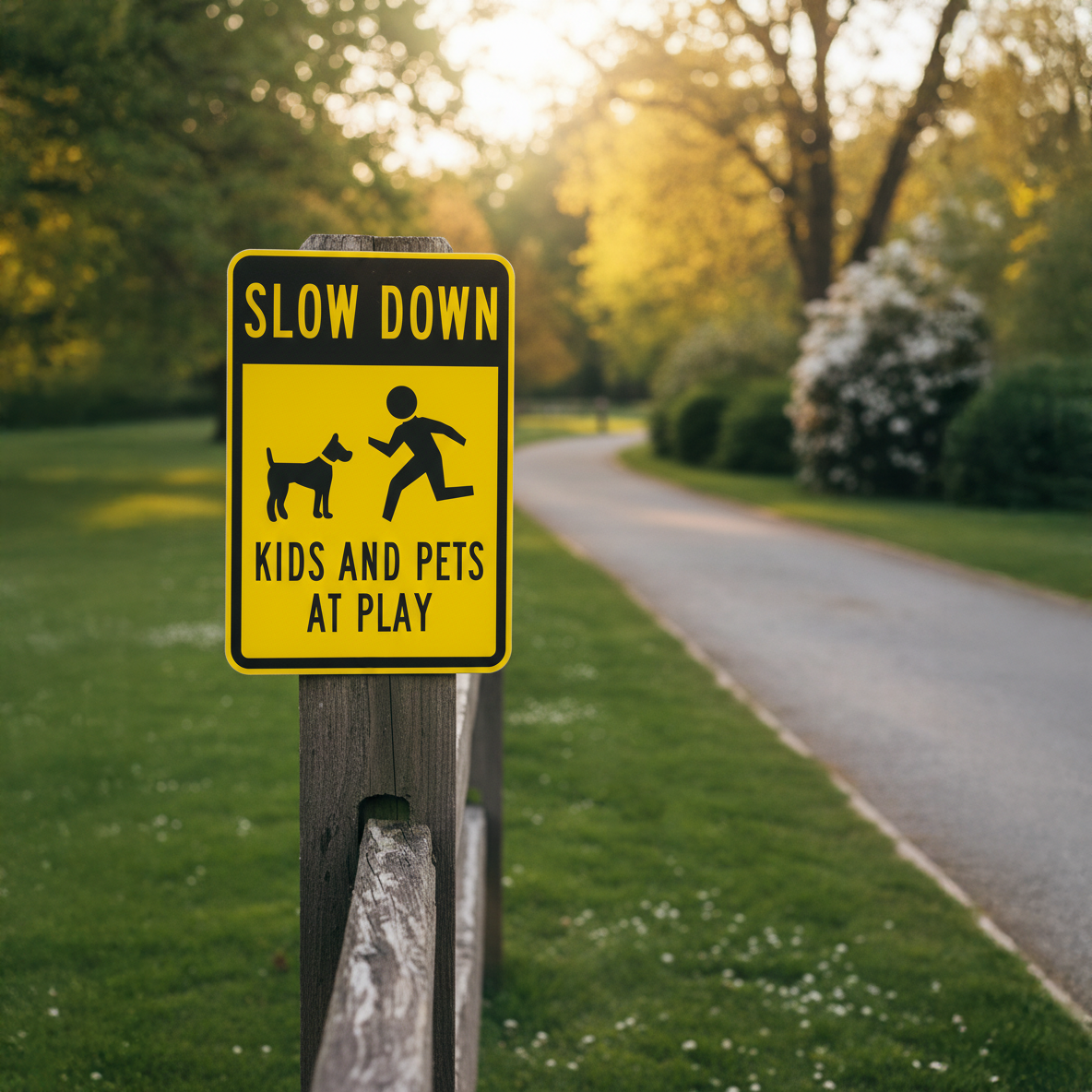 Slow Down Kids And Pets At Play (W/Sym)