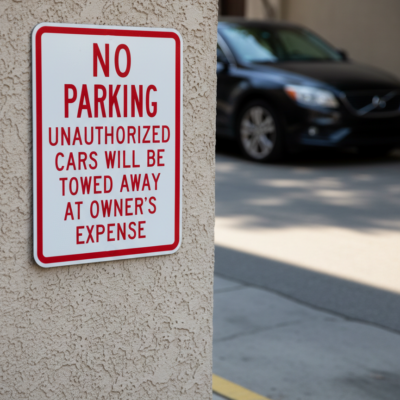 No Parking Unauthorized Cars Will Be Towed Away