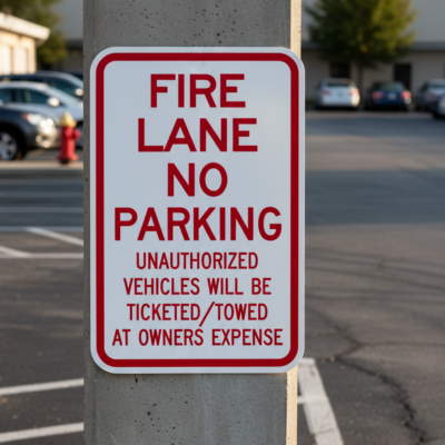 Fire Lane No Parking Unauthorized Vehicles Will