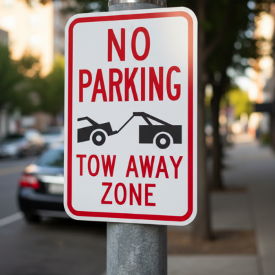 No Parking Tow Away Zone (Tow Truck Symbol)