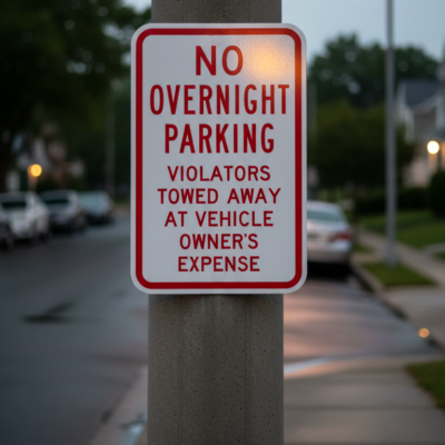 No Overnight Parking Violators Towed Away At Vehicle