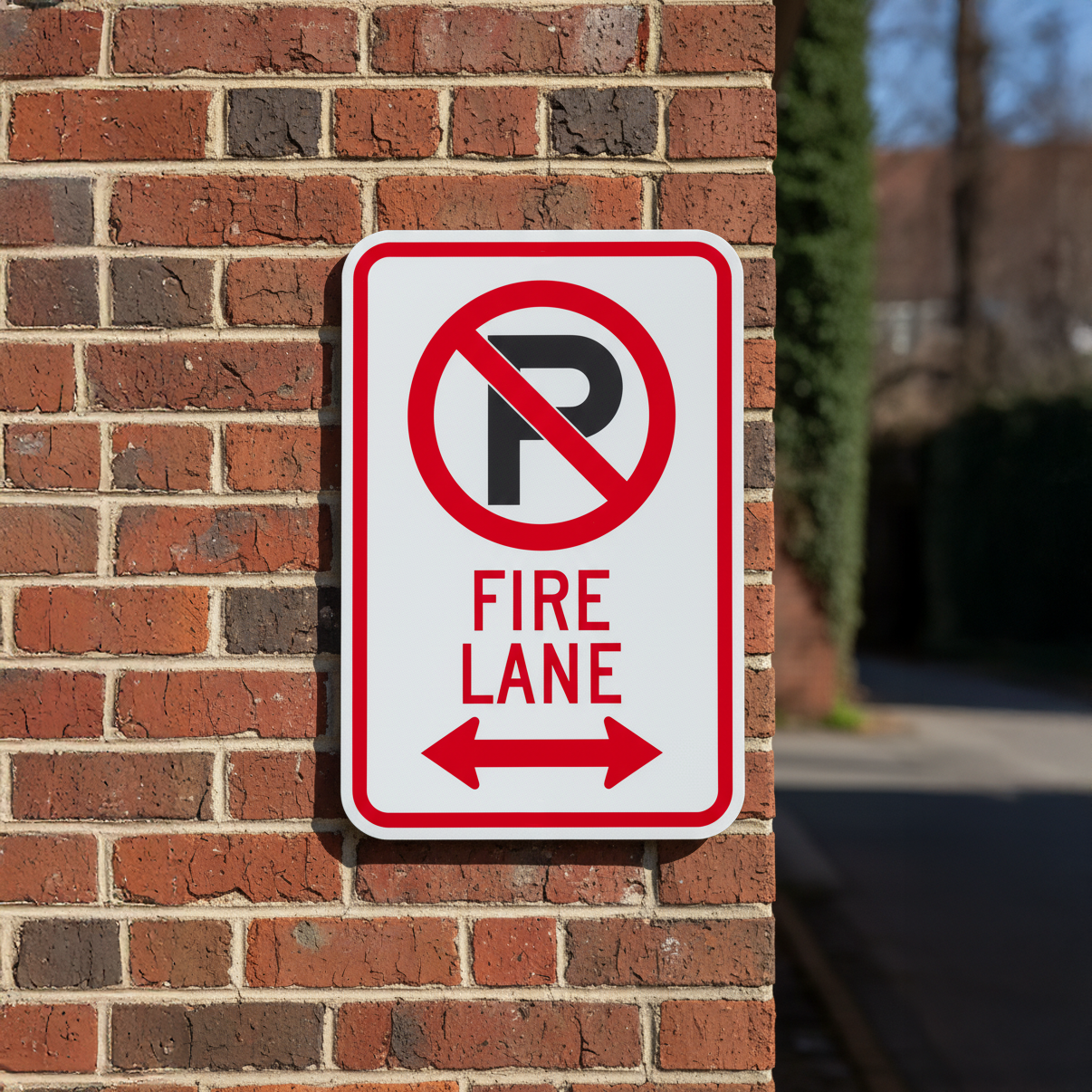(No Parking Sym) Fire Lane (Double Arrow)