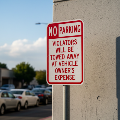 No Parking Violators Will Be Towed Away At Vehicle