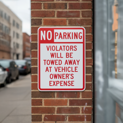 No Parking Violators Will Be Towed Away At Vehicle