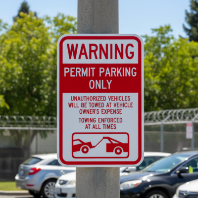 Warning Permit Parking Only Unauthorized Vehicles