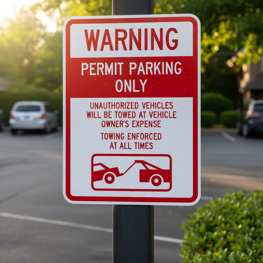 Warning Permit Parking Only Unauthorized Vehicles - Image 2