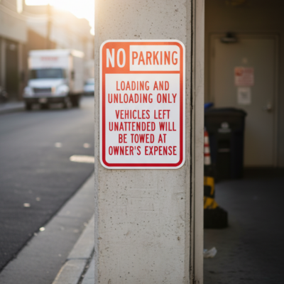 No Parking Loading And Unloading Only Vehicles Left