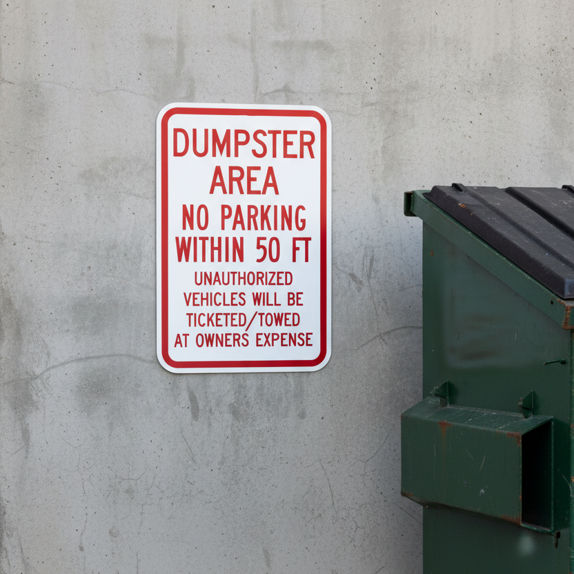 Dumpster Area No Parking Within 50 Ft Unauthorized