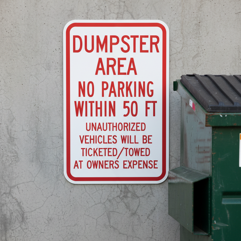 Dumpster Area No Parking Within 50 Ft Unauthorized - Image 2