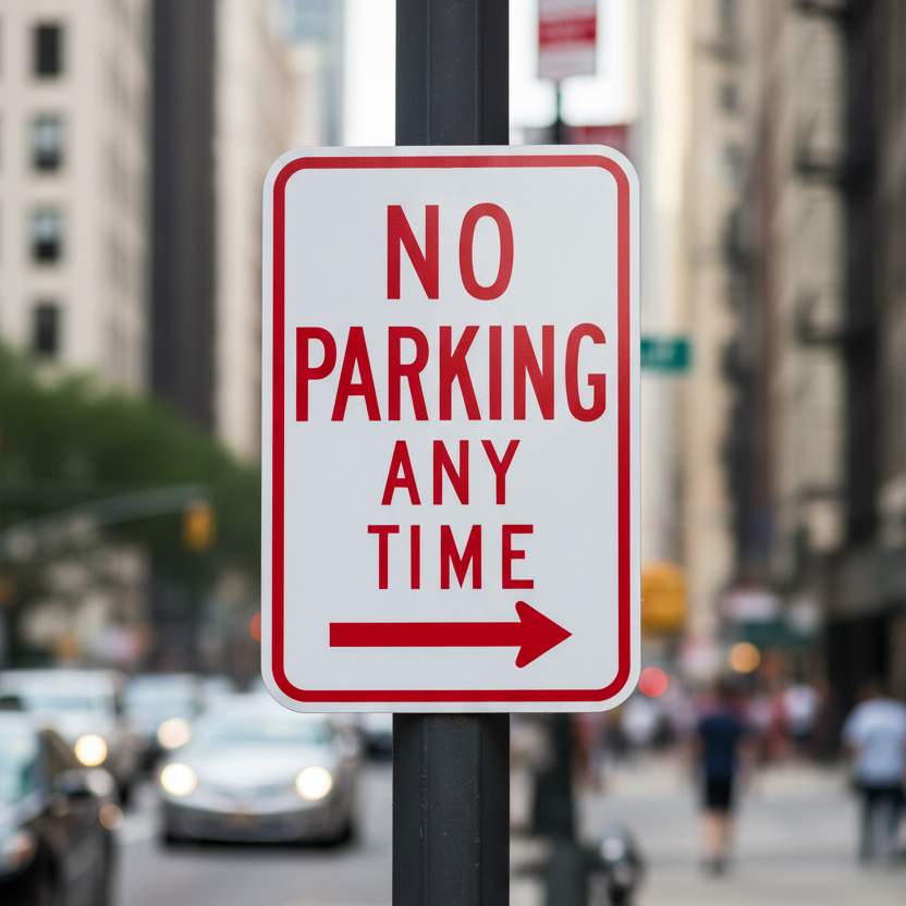 No Parking Any Time (Right Arrow)