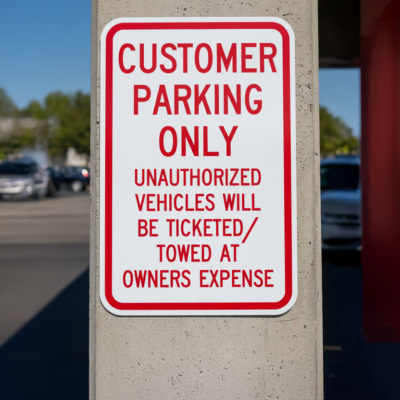 Customer Parking Only Unauthorized Vehicles