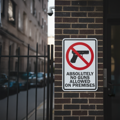 (Prohibitive Sym) Absolutely No Guns Allowed