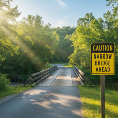 Caution Narrow Bridge Ahead