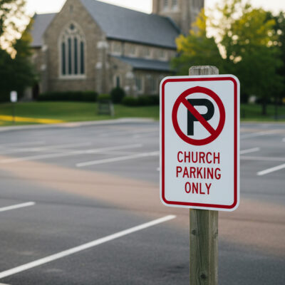 (No Parking Sym) Church Parking Only