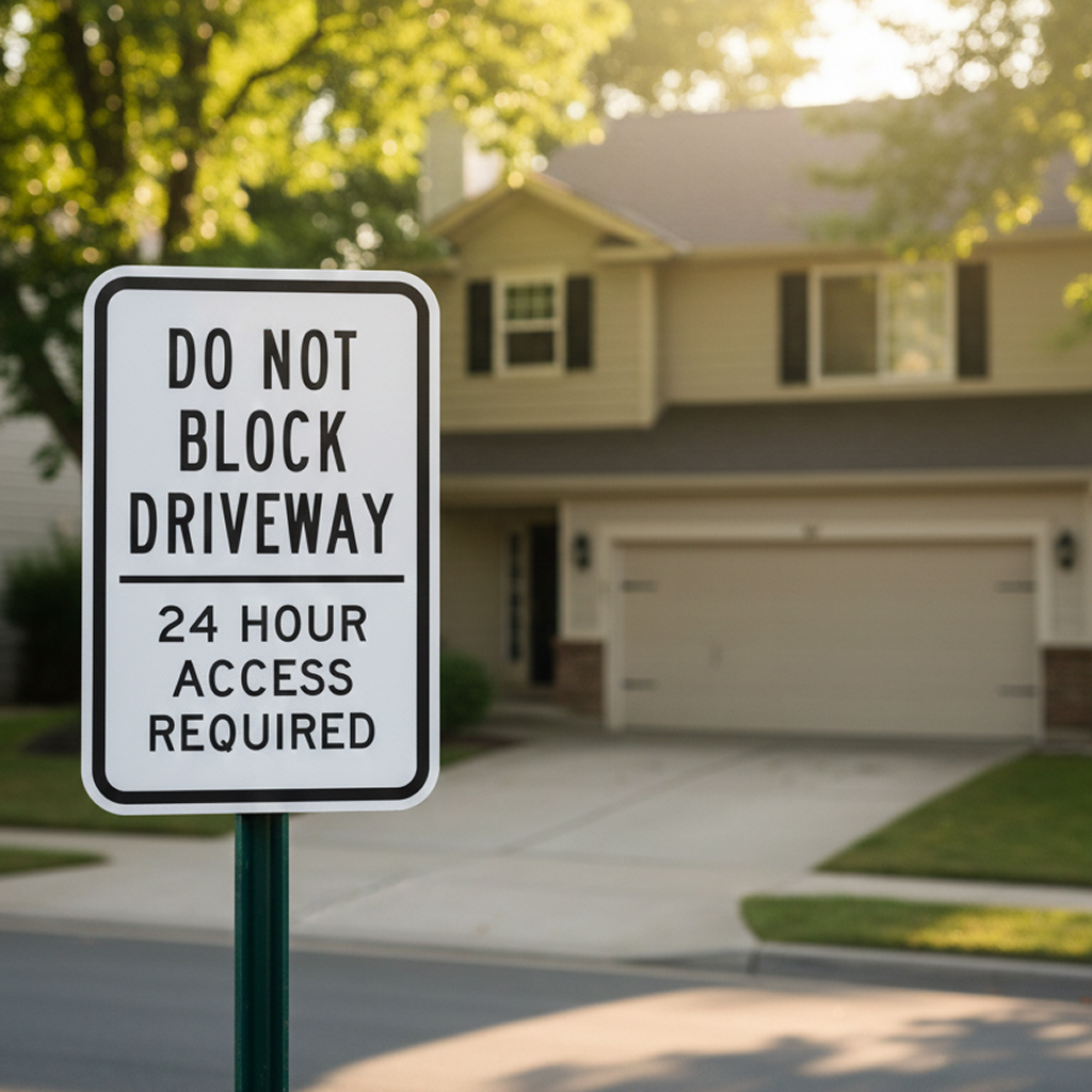 Do Not Block Driveway 24 Hour Access Required