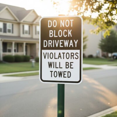 Do Not Block Driveway Violators Will Be Towed