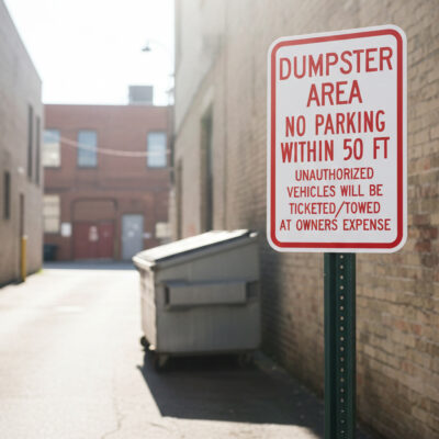 Dumpster Area No Parking Within 50 Ft Unauthorized