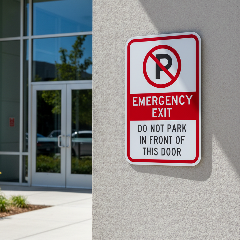 (No Parking Sym) Emergency Exit, Do Not Park In Front Of - Image 2