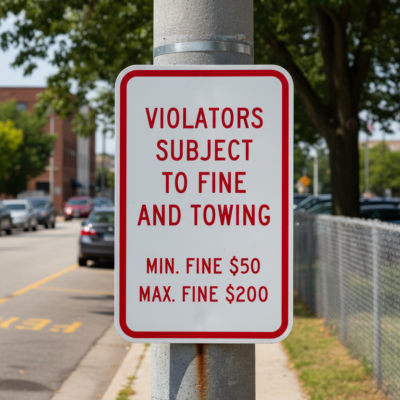 Violators Subject To Fine And Towing Min.
