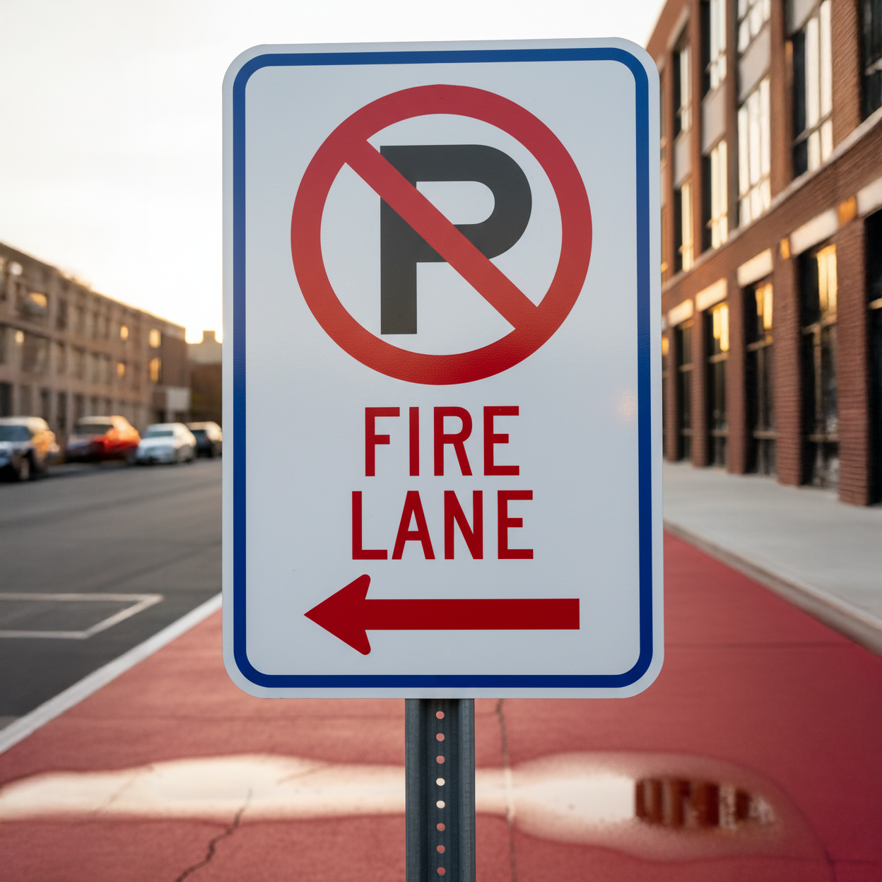 Fire Lane (No Parking Symbol And Left Arrow)