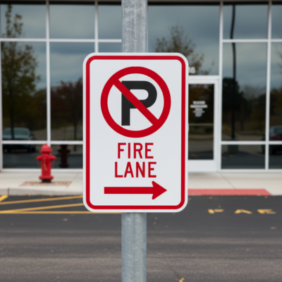 Fire Lane (No Parking Symbol And Right Arrow)
