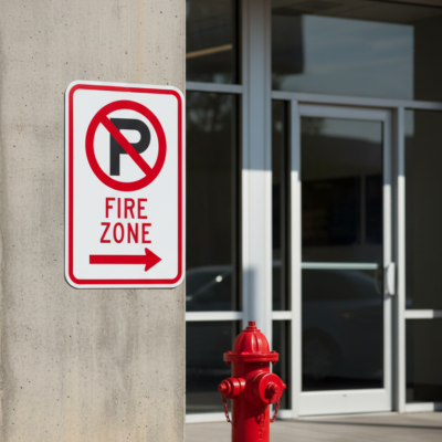 (No Parking Sym) Fire Zone (Right Arrow)