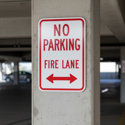 No Parking Fire Lane (Double Arrow)