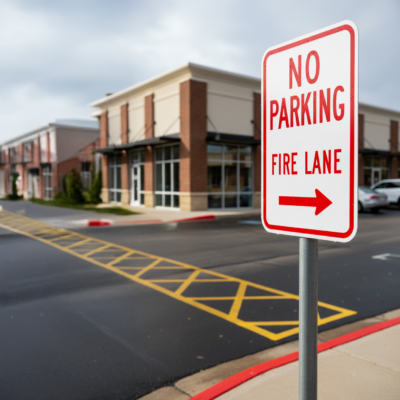 No Parking Fire Lane (Right Arrow)