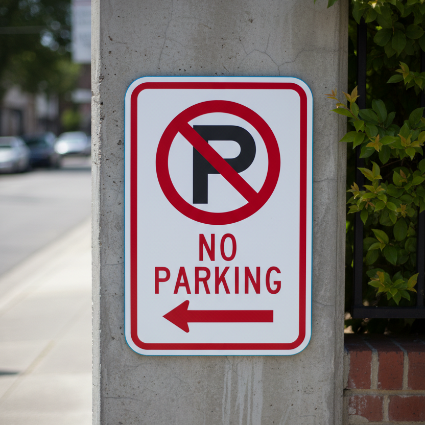 No Parking (No Parking Symbol And Left Arrow)