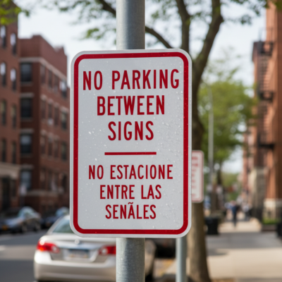 No Parking Between Signs No Estacione Entre Las