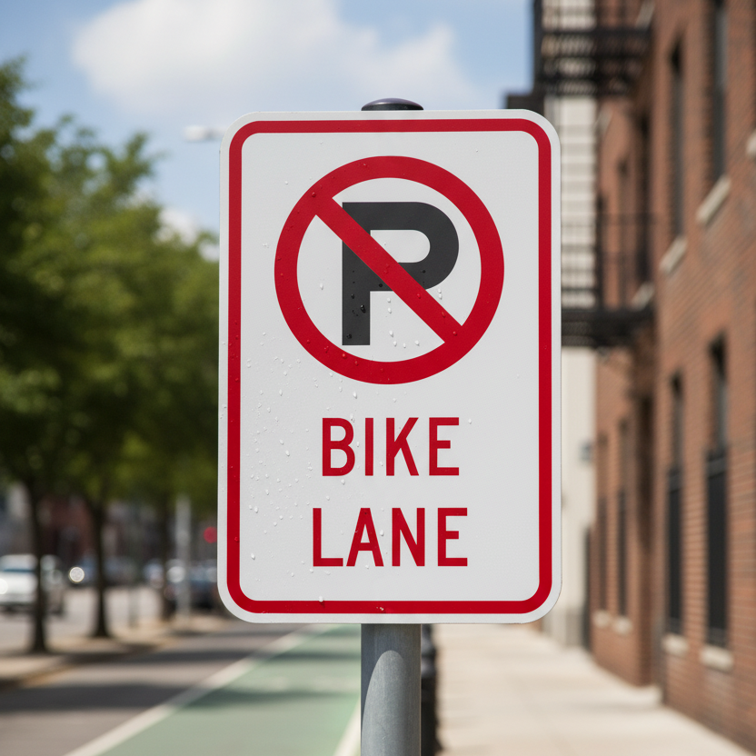 No Parking Bike Lane (W/Sym)