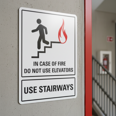 Case Of Fire Do Not Use Elevators Use Stairways (W/Sym)