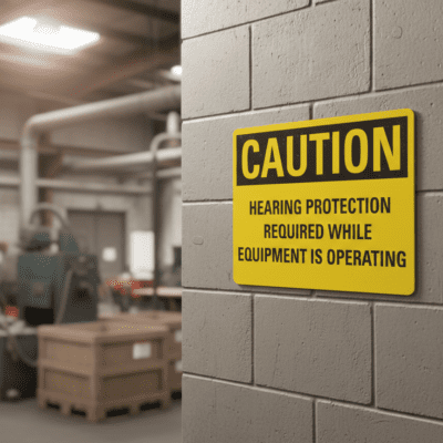 Caution Hearing Protection Required While Equipment Is